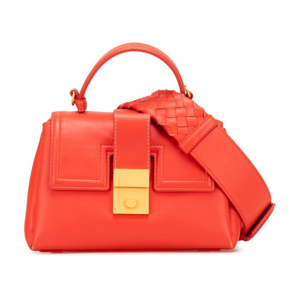 Bottega Veneta Intrecciato Piazza handbag shoulder bag red orange leather